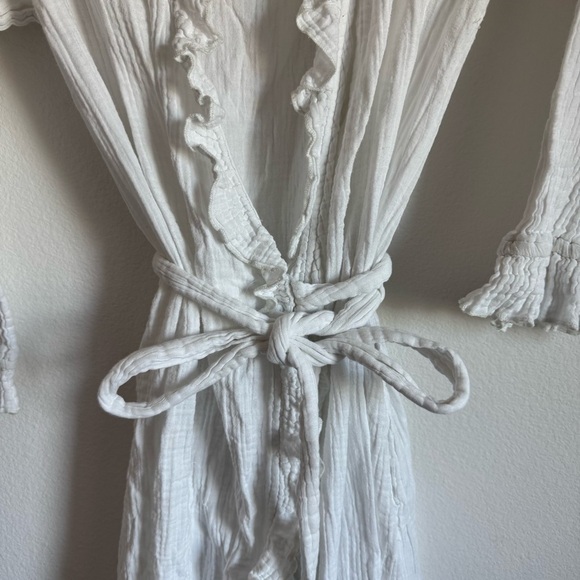 RHODE RESORT Jagger Ruffle-Trimmed Wrap Dress Cotton Gauze Size Large - Picture 10 of 13